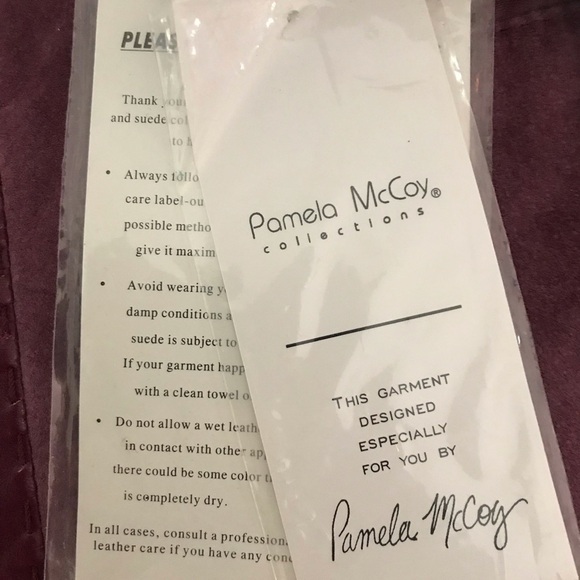 Pamela McCoy Collection Purple Leather Longline Jacket - Picture 9 of 12